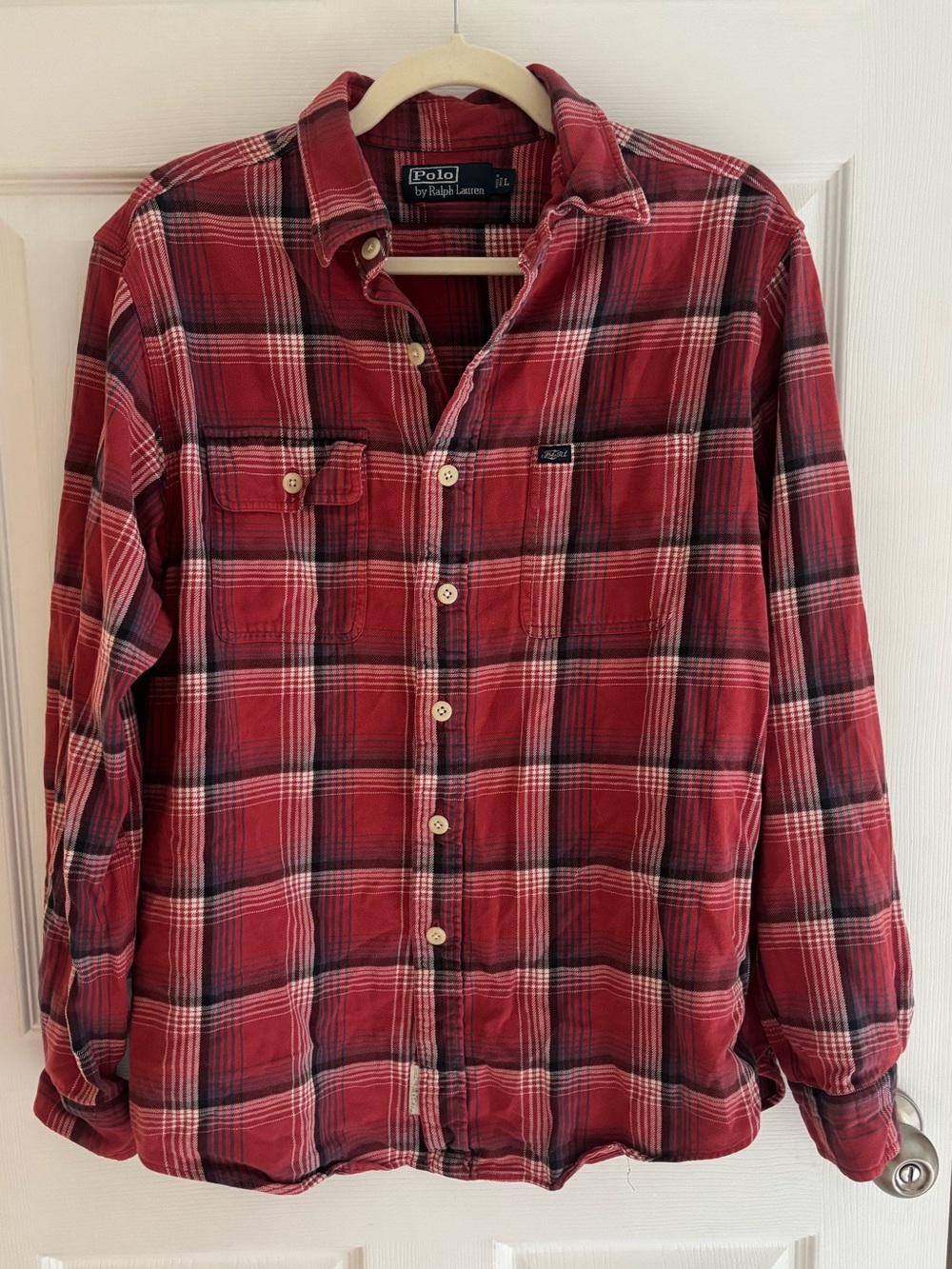 Polo Ralph Lauren Men’s Classic Fit Plaid Button Down Shirt Red Cotton Size L